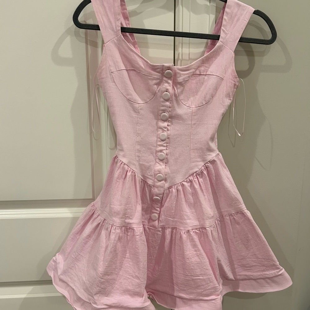 Pink Button-Front Dress